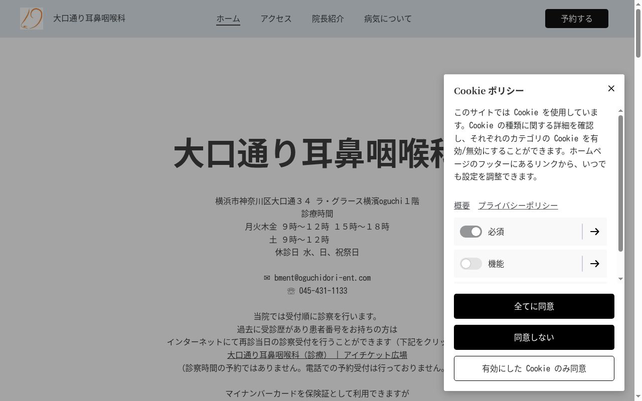 大口通り耳鼻咽喉科の公式サイトのスクリーンショット