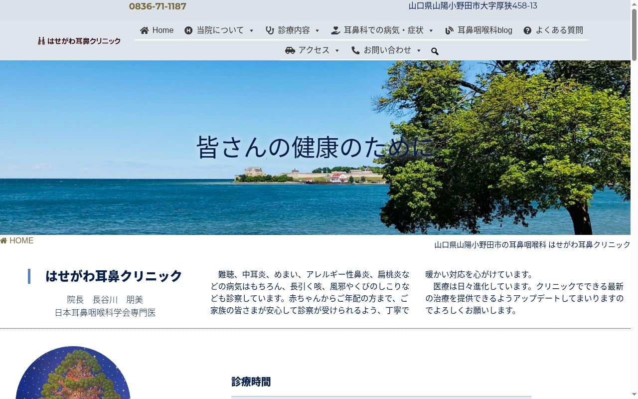 医療法人社団はせがわ耳鼻クリニックの公式サイトのスクリーンショット
