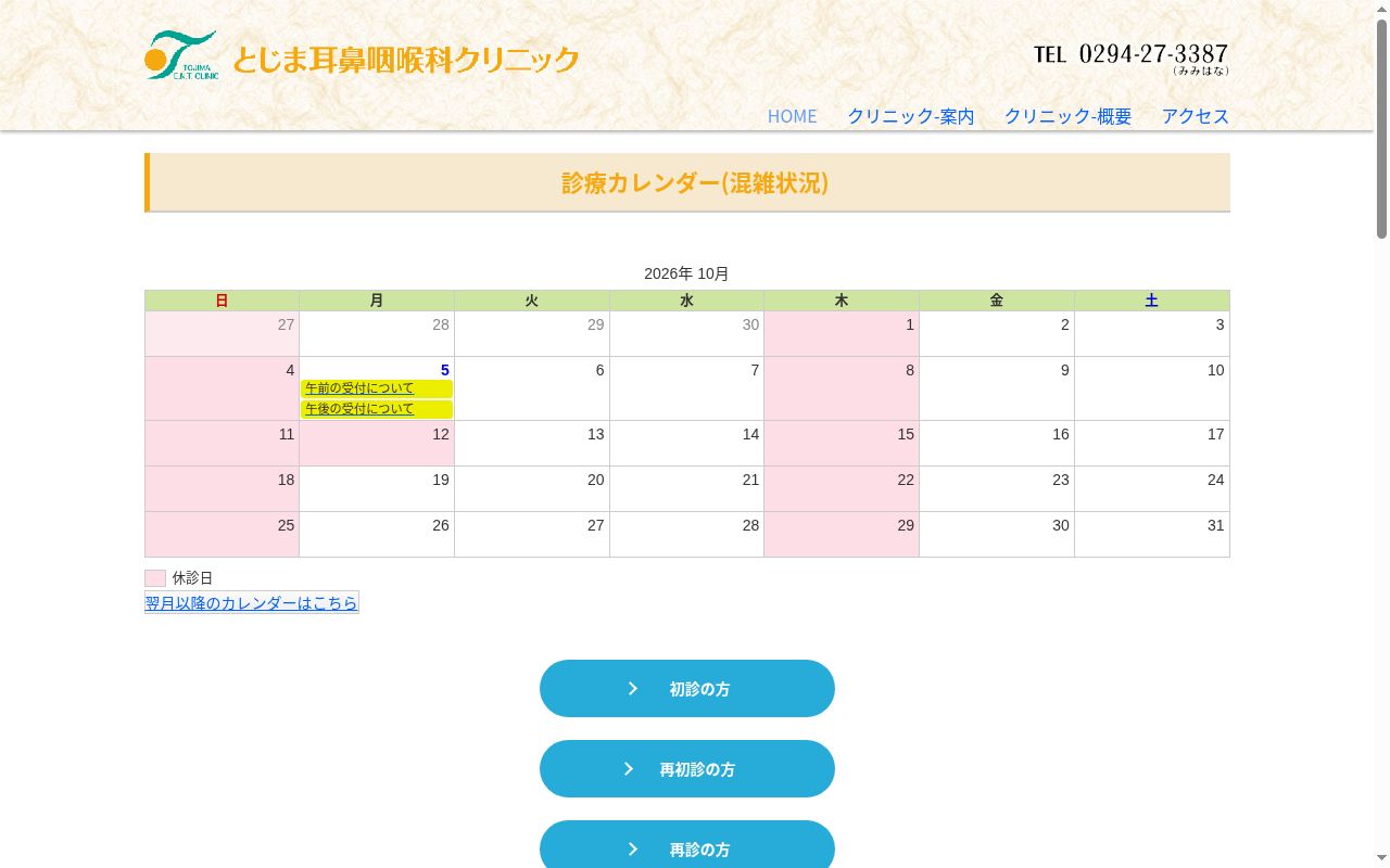 医療法人 とじま耳鼻咽喉科クリニックの公式サイトのスクリーンショット